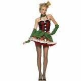 2Pc Casino Cocktail Lady Luck Sexy Holiday Party Costume (Black/Red;Small)